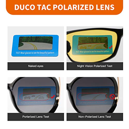 DUCO Herren Sportbrille Polarisierte Sonnenbrille Fahrerbrille Ultraleichte Al-Mg Metallrahmen UV400-Schutz Männer Sonnenbrillen 8177S