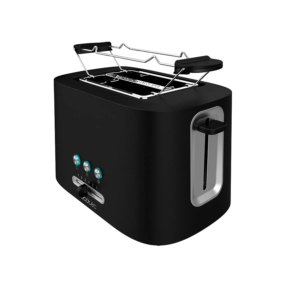 Cecotec Toaster Toast&Taste Extra B, 1000W Leistung, Doppel-Langschlitz für 2 Toasts, XL-Schlitz, Automatische Abschaltung und Pop-up-Funktion, Krümelablage, Obere Stäbe, Selbstzentrierung