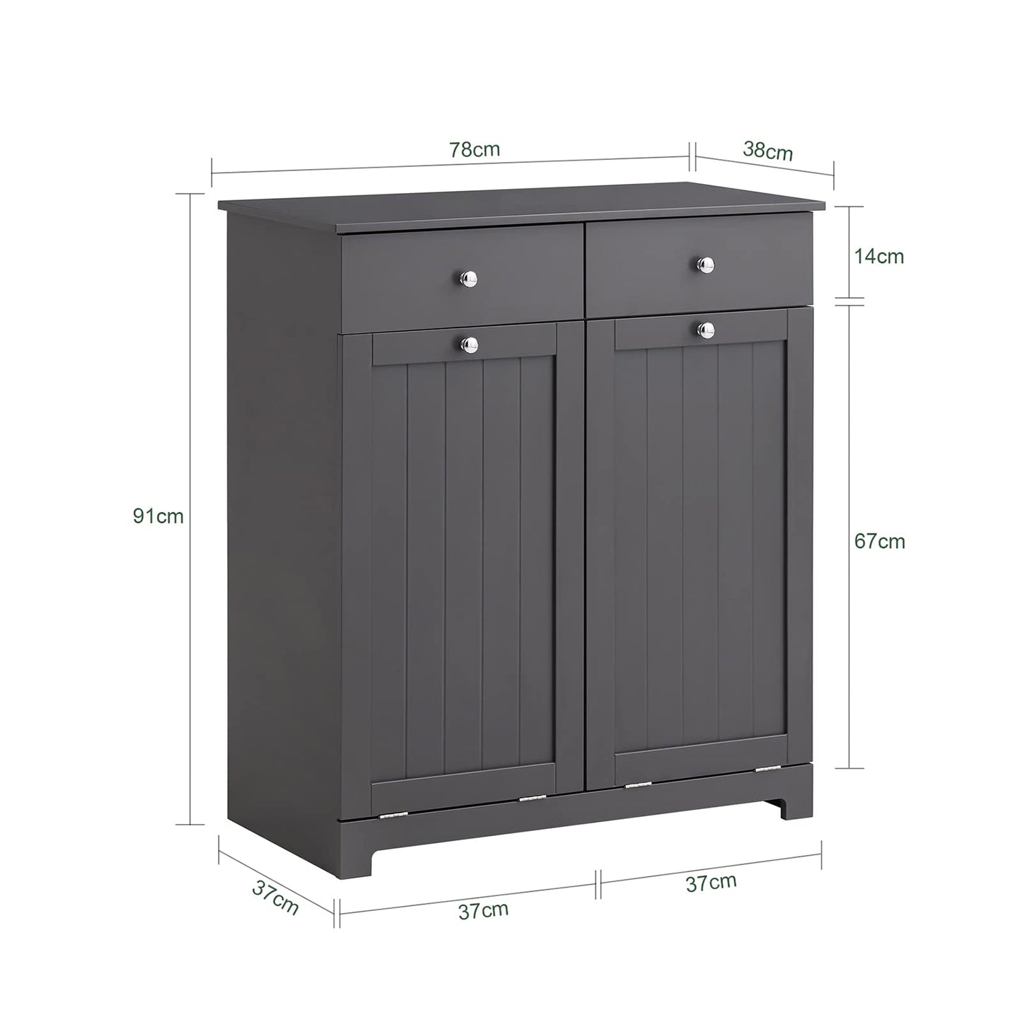SoBuy Badezimmerschrank mit Wäschekorb Schmaler Badschrank Hoch Badregal Stehend mit 6 Ablagen und 2 Schubladen Wäscheschrank Schmal für Badezimmer Nische Weiß 60x37x171 cm BZR104-W