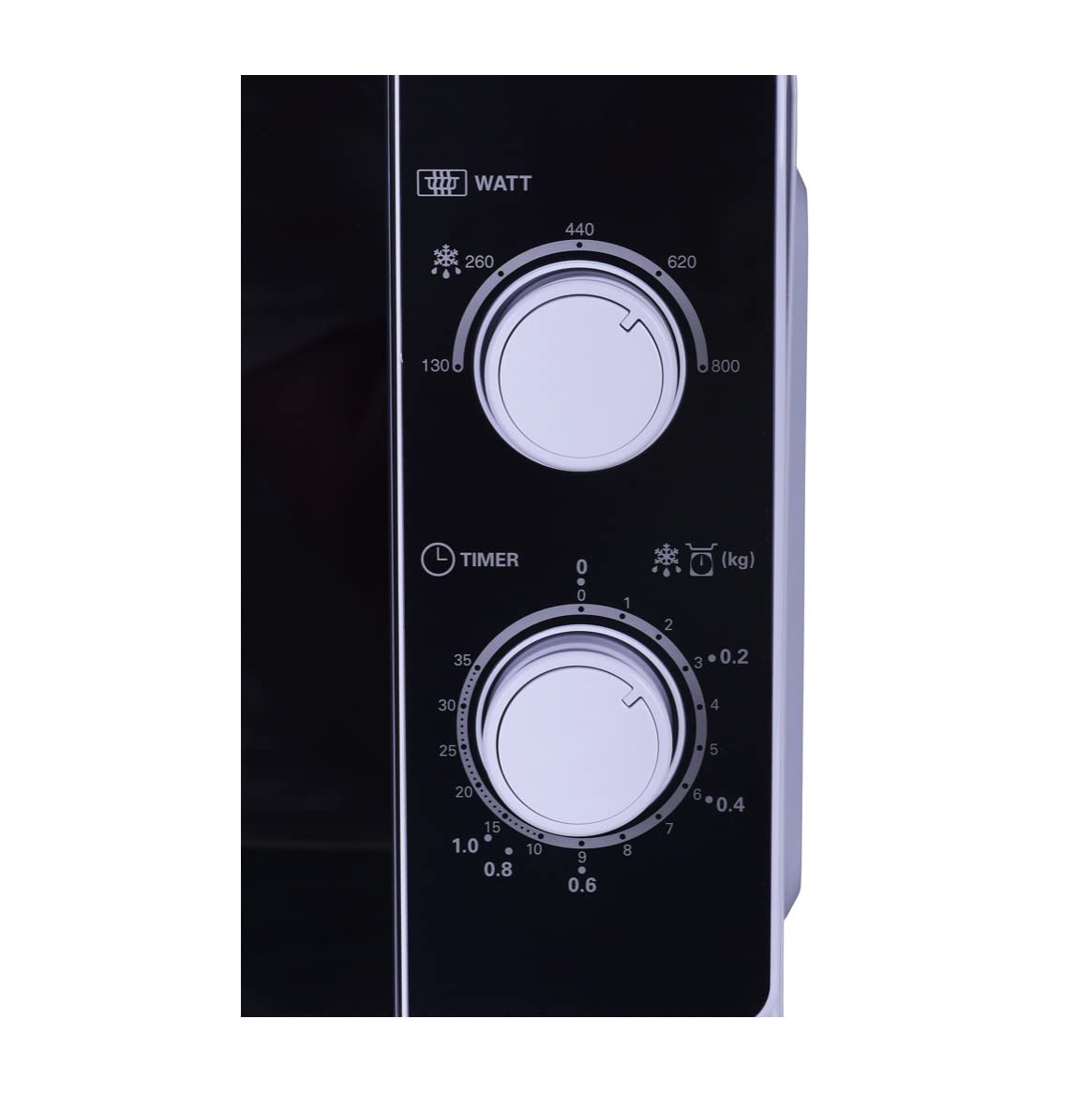 Sharp R200INW Solo-Mikrowelle / 20 L / 800 W / 5 Leistungsstufen / Timer von 35 Minuten bis 00 Sekunden / gewichtgesteuertes Auftauen / Energiesparmodus / Glasdrehteller (25,5 cm) / silber