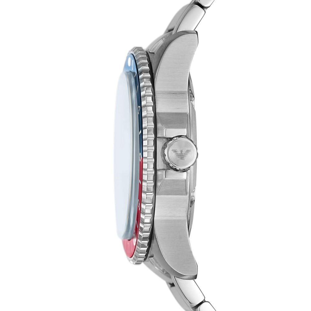 Emporio Armani Uhr für Herren, Quarzwerk und 42mm Gehäusegröße mit Edelstahl-, Leder- oder Silikonarmband