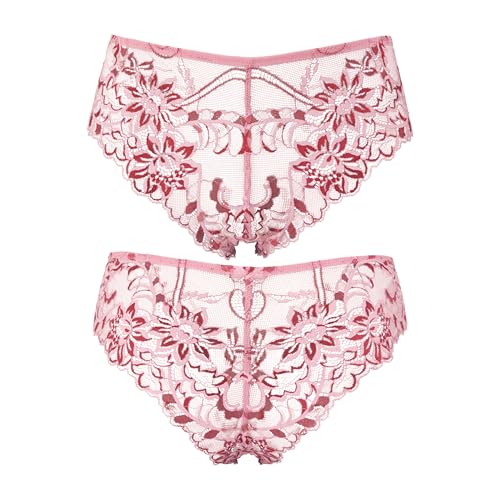 Curve Muse Women's Thong Hipster Underwear Sexy Comfortable - Pack of 2