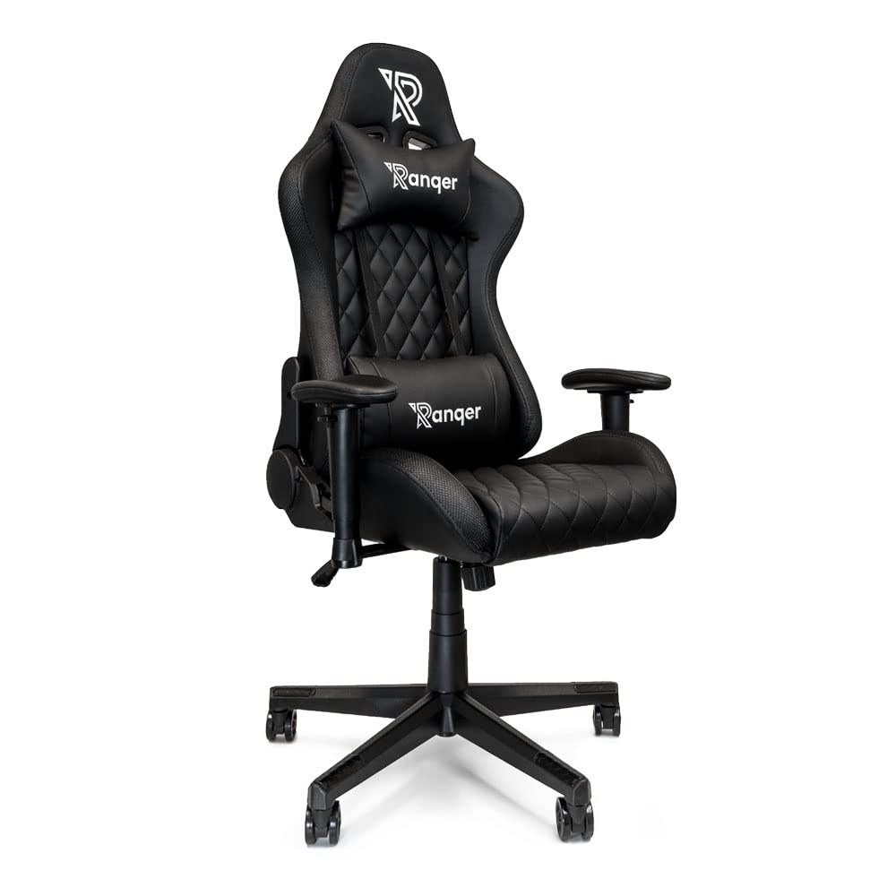 Ranqer Halo RGB/LED Gaming Stuhl | Gaming Stuhl mit RGB LED-Beleuchtung, 350 Farben und Effekten, Höhenverstellbare Armlehnen, Rundum Drehbar, Ergonomischer Bürostuhl, weiß