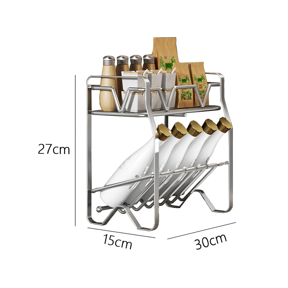 Esmberry - Gewürzregal Stehend L30xW15xH27 cm, Edelstahl, Montagefrei, Küchenregal Stehend, Gewürzregale, Kitchen Shelf Organizer