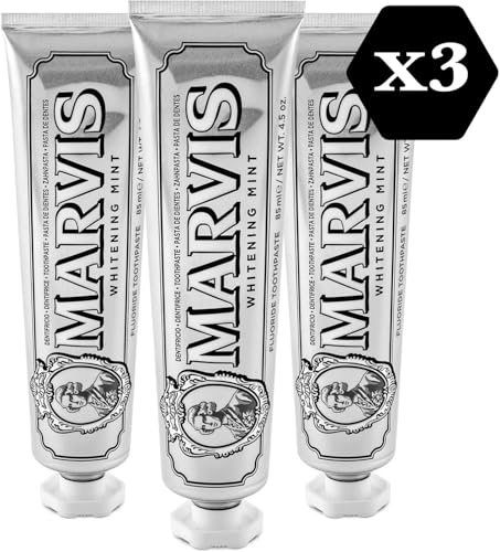 Marvis Whitening Mint Zahnpasta, 85 ml, Whitening Zahnpasta fördert eine natürliche Zahnaufhellung, Zahncreme entfernt Plaque & verleiht langanhaltende Frische