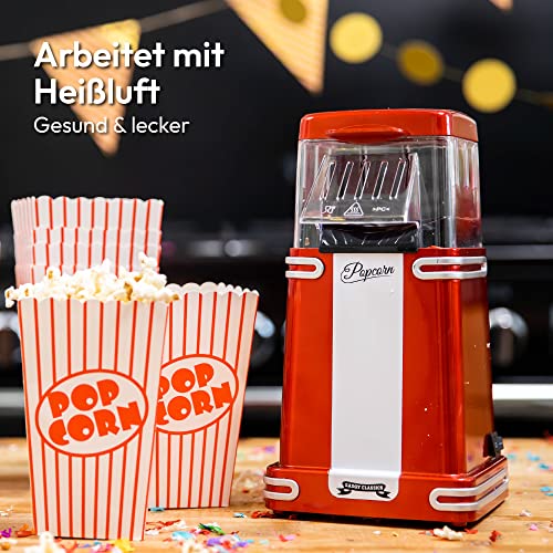 Gadgy Popcorn Maschine groß - Retro Popcorn Maker 5 L - Popcorn Maker mit Antihaftbeschichtung und abnehmbarer Heizfläche - Popkorn Maschine rot - Popcornmaschine 800W - Popcorn machine