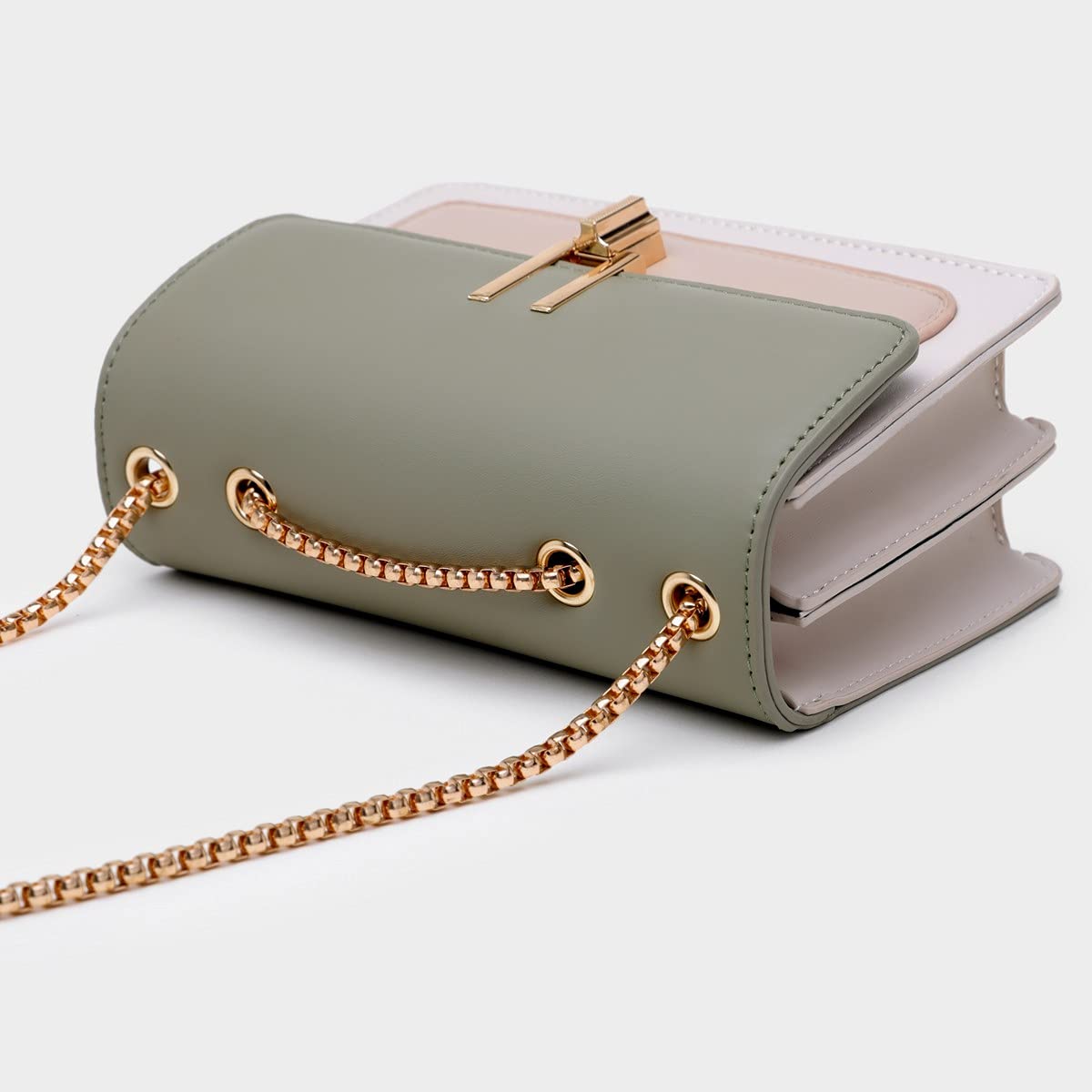 Color-Block Chain Shoulder Bag