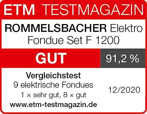ROMMELSBACHER Electric Fondue Set F 1200 - Fondue Pot Made of Stainless Steel (2.5 Litres), 6 Fondue Forks, 3 Programmes, Extra Long Cable, High Temperature Accuracy, 1200 Watt