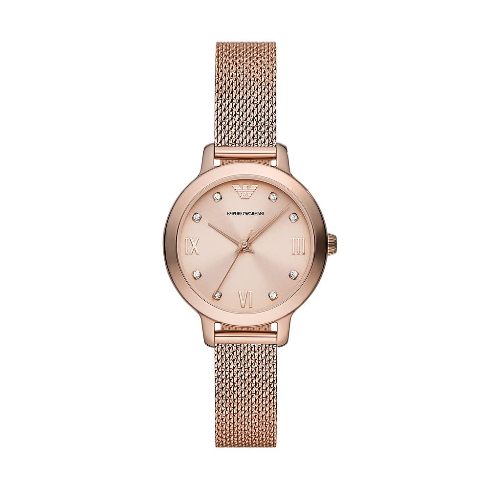 Emporio Armani Damenuhr, Dreizeiger Quarzwerk und 32mm Gehäusegröße mit Edelstahl-, Leder- oder Silikonarmband