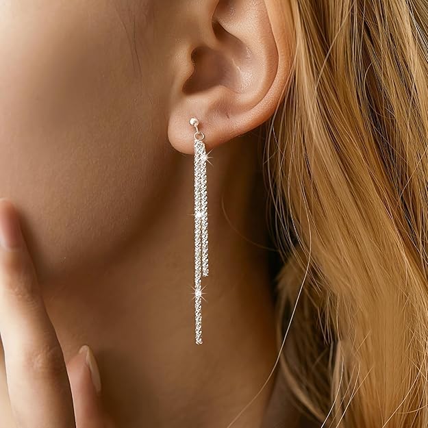 Meteorstarry 925 Sterling Silver Dangle Chain Earrings for Women