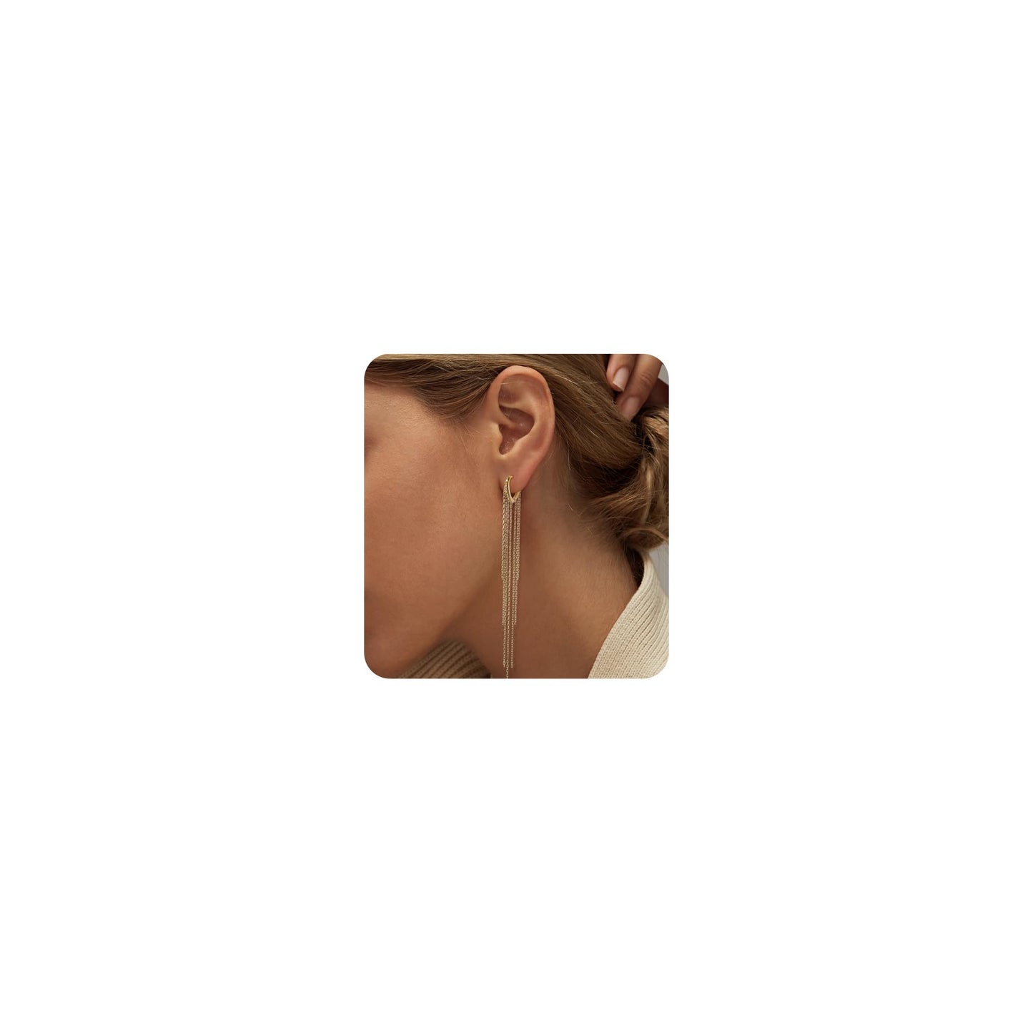 KRFY Long Tassel Hoop Earrings