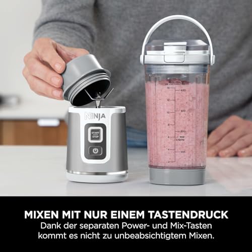 Ninja Blast Tragbarer Mixer / Blender / Smoothie Maker, 530ml Becher, Auslaufsicherer Deckel, Leistungsstarker Mini Standmixer, Kabellos & Wiederaufladbar, Zerkleinert Eis & Obst, Schwarz