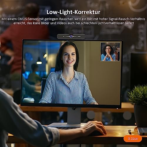 NexiGo N60 1080P Webcam, HD-Webcam mit Mikrofon, Softwaresteuerung und Datenschutzabdeckung, USB-Computerkamera, Sichtfeld mit 110°, Plug-and-Play, für Zoom/Skype/Teams, Konferenzen und Videoanrufe
