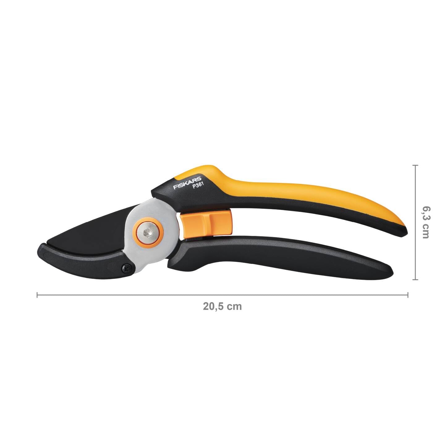 Fiskars Bypass-Gartenschere für frische Äste und Zweige, Antihaftbeschichtet, Hochwertige Stahl-Klingen, Länge: 20 cm, Schwarz/Orange, SingleStep