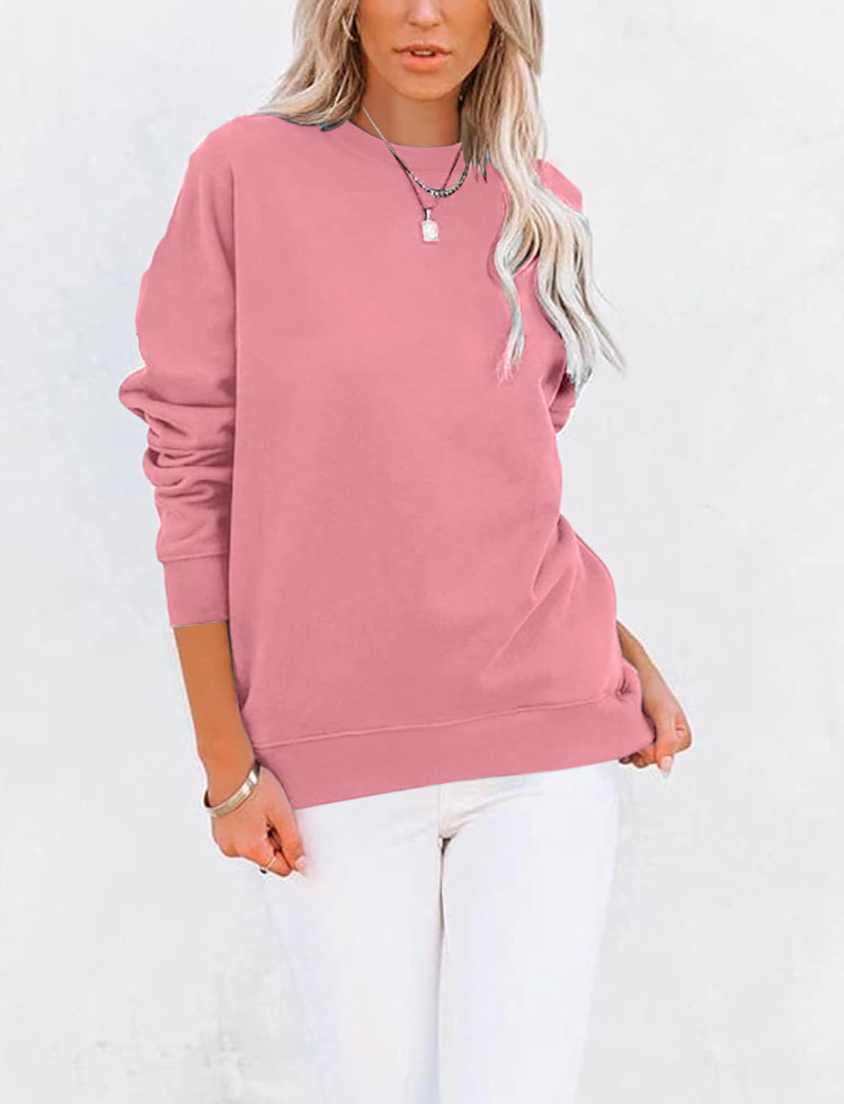BUHIM Women’s Colorblock Sweatshirt – Casual Crewneck Long Sleeve Pullover