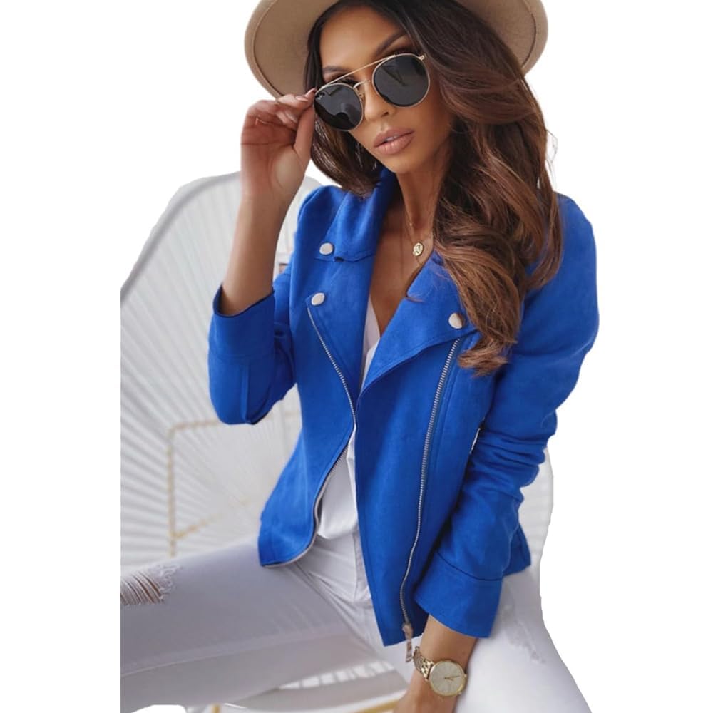 Women's Short Moto Biker Jacket – Lightweight Transitional Coat