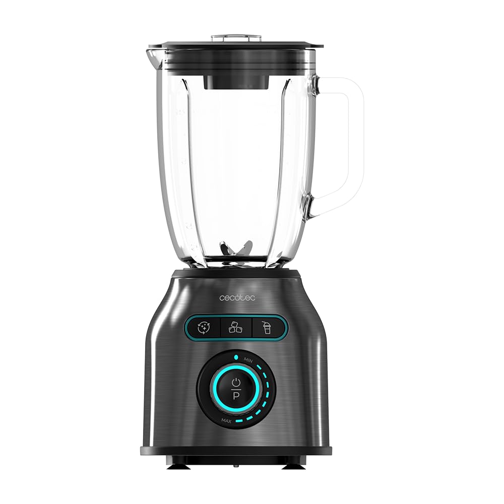 Cecotec Standmixer Power Black Titanium 1800MAX Blend It, 1800 W maximale Leistung, 5 Geschwindigkeiten, 6 Klingen aus Edelstahl, Ice-Crush-Funktion, Turbo- und Smoothie-Funktion, AutoClean-Funktion