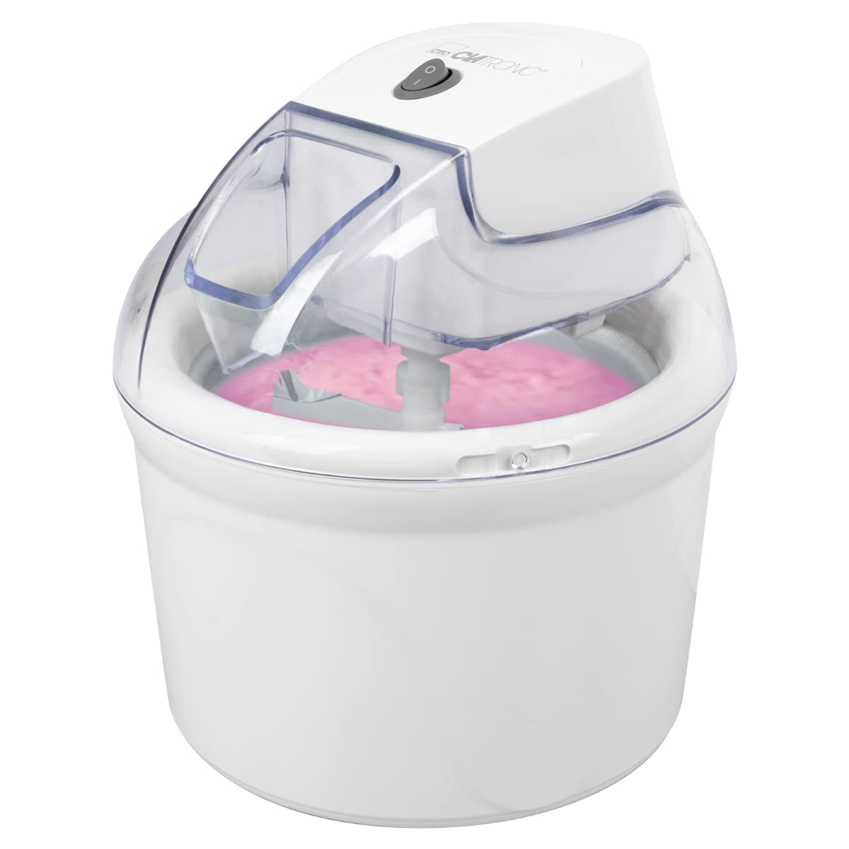 Clatronic Eismaschine | bis zu 1500 ml | Sorbet, Eiscreme, Frozen Joghurt | Zubereitungszeit: 20-40 Minuten | Inkl. Rezeptvorschläge | Nachfüllöffnung | Speiseeisbereiter mit Kältespeicher | ICM 3764