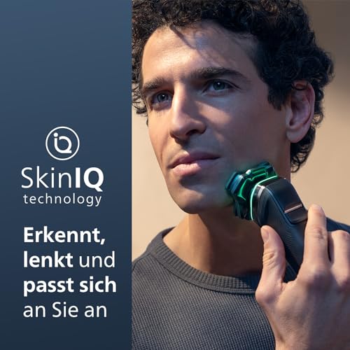 Philips Shaver S9000 – Elektrischer Nass-& Trockenrasierer für Männer, Dunkelchrom, Lift & Cut System, SkinIQ Technologie, Barttrimmer, Reinigungsstation, Ladestation & Reiseetui (Modell S9974/55)