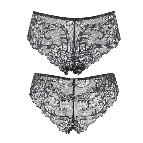 Curve Muse Women's Thong Hipster Underwear Sexy Comfortable - Pack of 2
