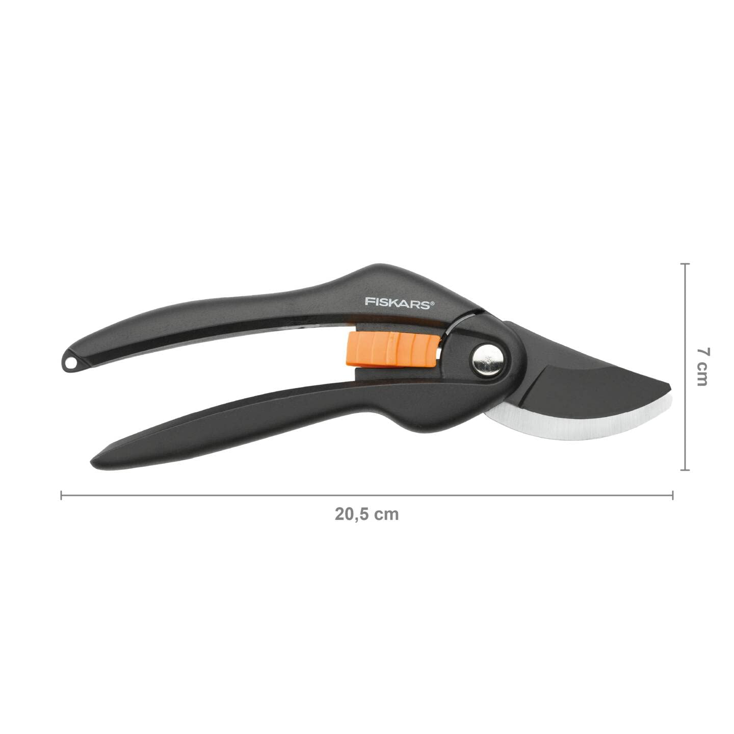 Fiskars Bypass-Gartenschere für frische Äste und Zweige, Antihaftbeschichtet, Hochwertige Stahl-Klingen, Länge: 20 cm, Schwarz/Orange, SingleStep