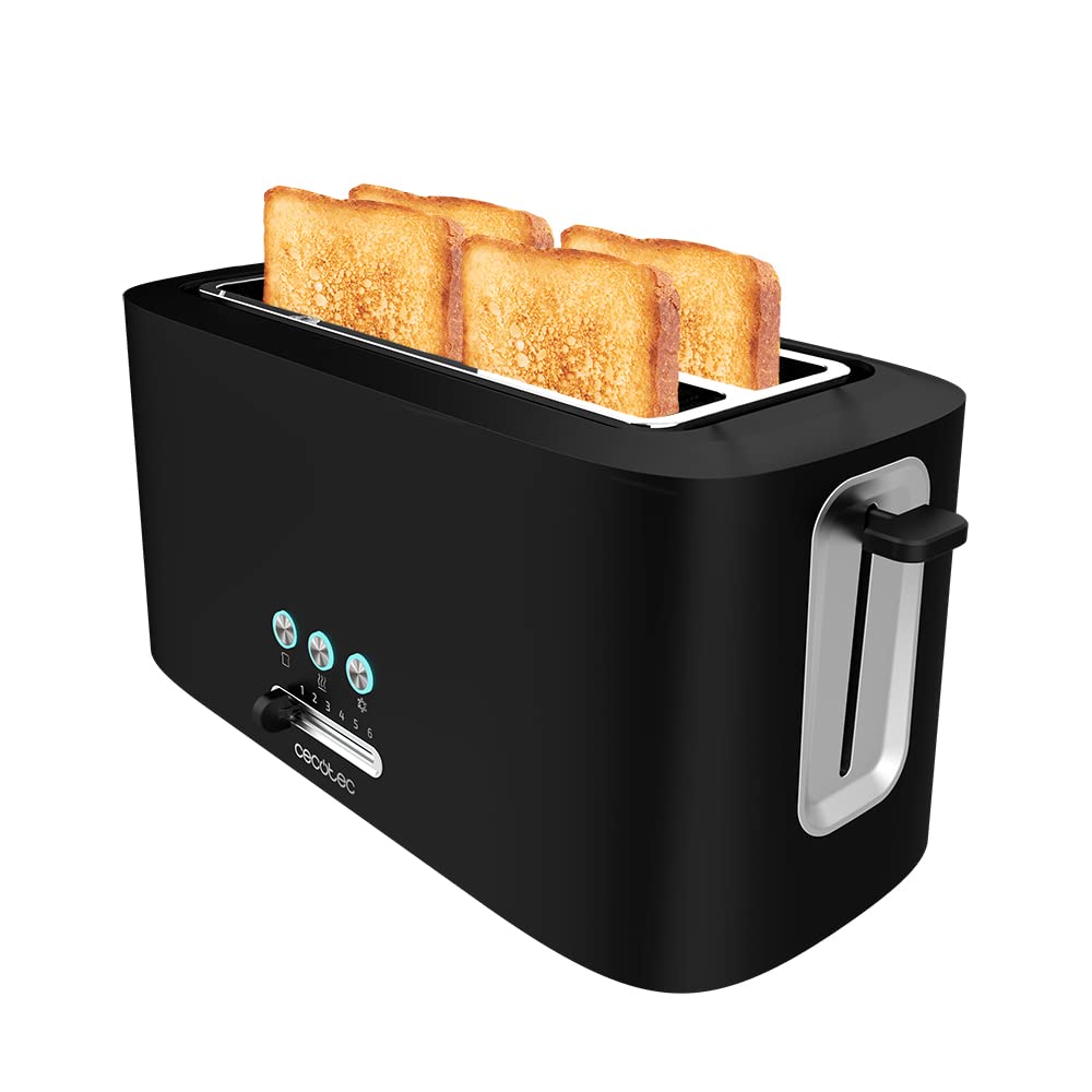 Cecotec Toaster Toast&Taste Extra B, 1000W Leistung, Doppel-Langschlitz für 2 Toasts, XL-Schlitz, Automatische Abschaltung und Pop-up-Funktion, Krümelablage, Obere Stäbe, Selbstzentrierung