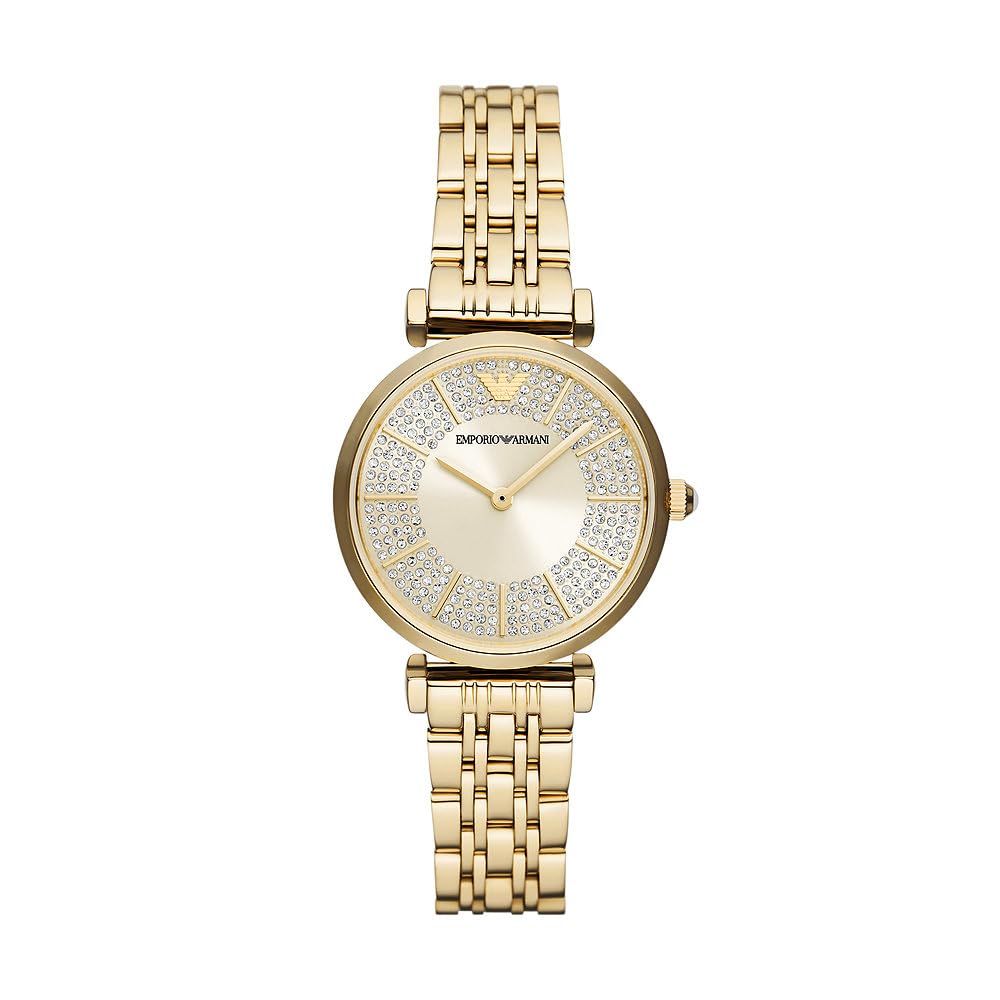Emporio Armani Ladies Watch with Two Hands Quartz Movement and 32mm Case with Stainless Steel, Leather or Silicone Strap