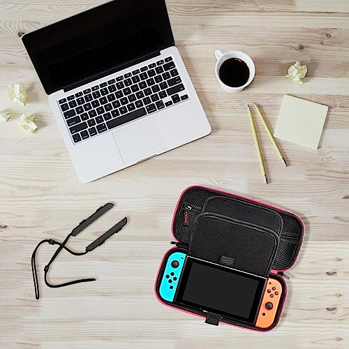 daydayup Tasche Kompatibel mit Nintendo Switch und New Switch OLED, Harte Tragetasche Hülle Case für die Nintendo Switch, Schutzhülle mit Aufbewahrung für 20 Spiele, Konsole & Zubehör - Schwarz