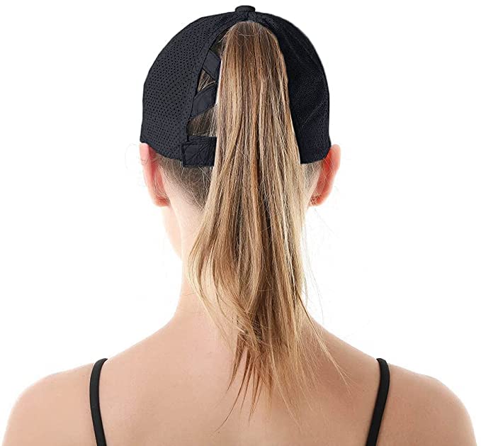 Womens Ponytail Hat Baseball Cap, Adjustable Criss Cross Baseball Cap High Bun Unisex Quick Drying Trucker Hats