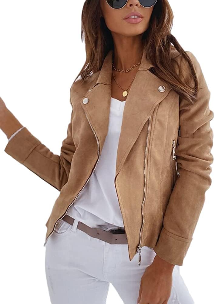Women's Short Moto Biker Jacket – Lightweight Transitional Coat