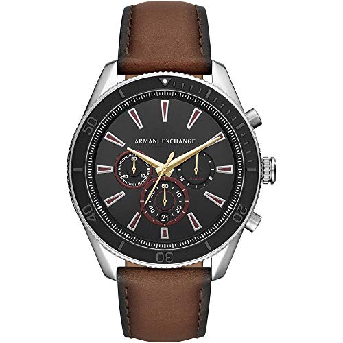 Armani Exchange Watch for Men, Chronograph Movement and 46mm Case Size with Stainless Steel, Leather or Silicone Strap