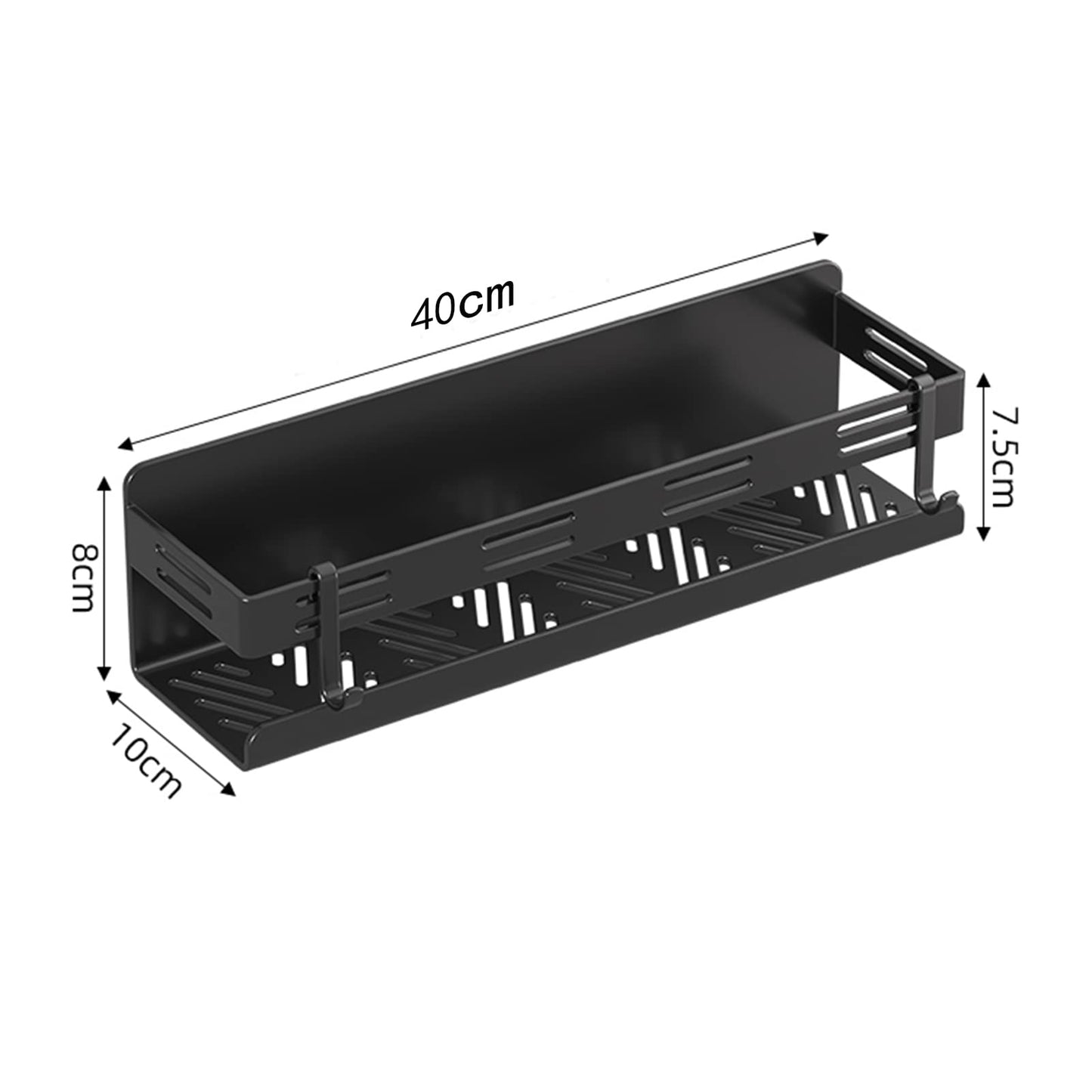 CZKDTT Gewürzregal,Küchenregal wand ohne Bohren,Gewürzregal Hängend Mit Küchenrollenhalter und 4 Haken,küchen organizer schublade,küchenutensilienhalter,35cm schwarz
