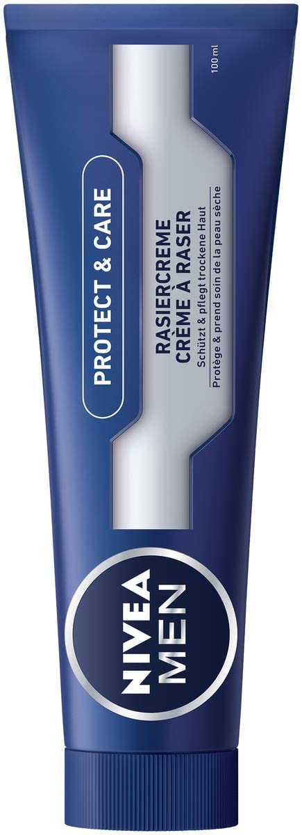 Nivea Men Protect & Care Shaving Cream in 1 Pack (1 x 100 ml) with Creamy Foam for a Gentle Shave, Skin-Friendly Shaving Cream for Men