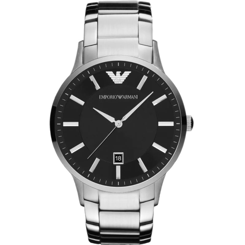 Emporio Armani men's watch with three hands, stainless steel, case size 43 mm