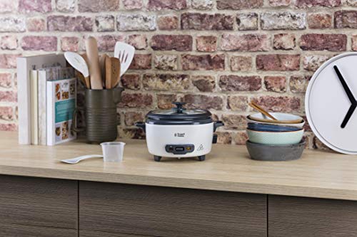 Russell Hobbs rice cooker small 0.8l (incl. Steamer insert, keep warm function, non-stick coated cooking pot, rice spoon & measuring cup) slow cooker for vegetables & fish 27030-56
