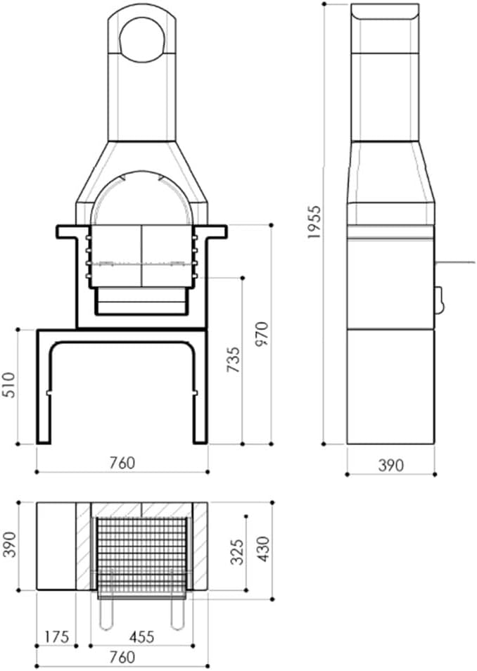 Concrete charcoal grill stand with chimney