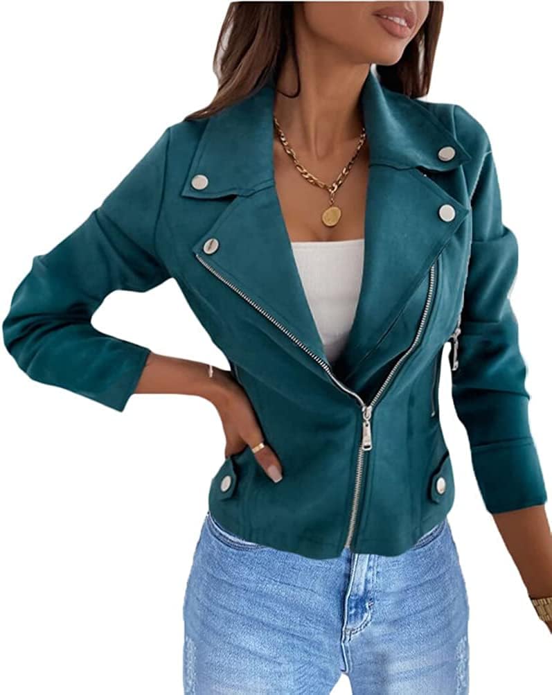 Women's Short Moto Biker Jacket – Lightweight Transitional Coat