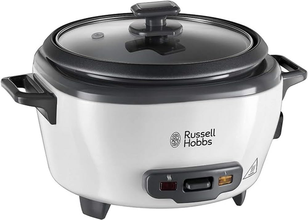 Russell Hobbs rice cooker small 0.8l (incl. Steamer insert, keep warm function, non-stick coated cooking pot, rice spoon & measuring cup) slow cooker for vegetables & fish 27030-56