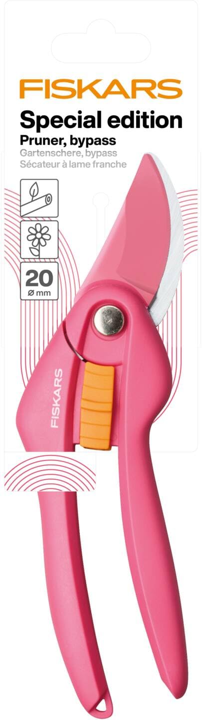 Fiskars Bypass-Gartenschere für frische Äste und Zweige, Antihaftbeschichtet, Hochwertige Stahl-Klingen, Länge: 20 cm, Schwarz/Orange, SingleStep