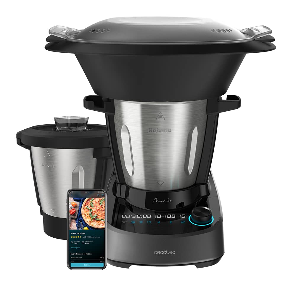 Cecotec Mambo 11090 Multifunctional Kitchen Robot 1600 W, 37 Functions, App, Scale and 3.3 Litre Stainless Steel Jug, Dishwasher Safe, Recipe Book and Accessories
