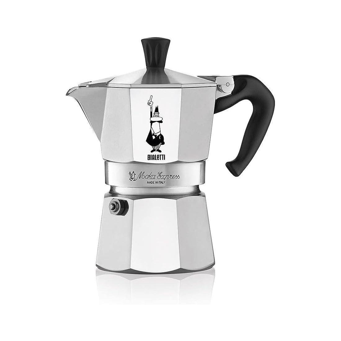 Bialetti - Moka Express: Ikonische Espressomaschine für die Herdplatte, macht echten Italienischen Kaffee, Moka-Kanne 3 Tassen (130ml), Aluminium, Silber, Alu
