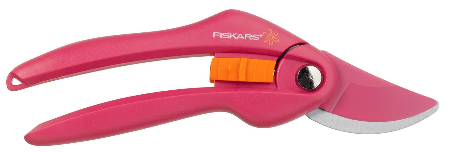 Fiskars Bypass-Gartenschere für frische Äste und Zweige, Antihaftbeschichtet, Hochwertige Stahl-Klingen, Länge: 20 cm, Schwarz/Orange, SingleStep