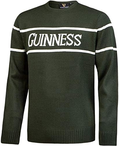 Guinness Men’s Knit Sweater – Bottle Green with White Logo