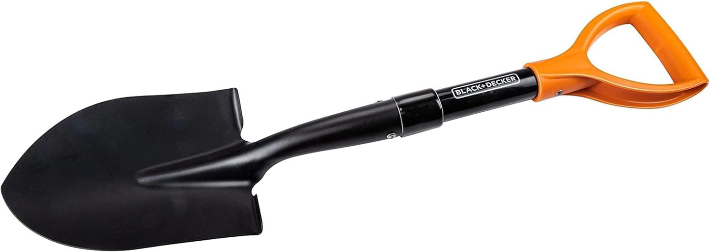BLACK+DECKER Schaufel - 67 cm - 800 GR - Rostfrei - Kopf aus Karbonstahl und Stiel aus Glasfaser - Schwarz
