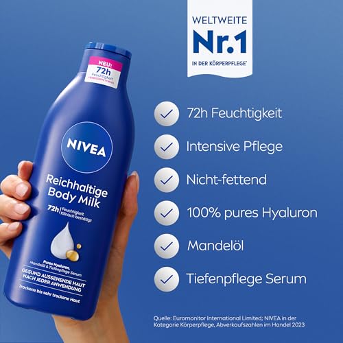 NIVEA Rich Nourishing Body Milk Intensive Care with Pure Hyaluron, Almond Oil & Deep Care Serum