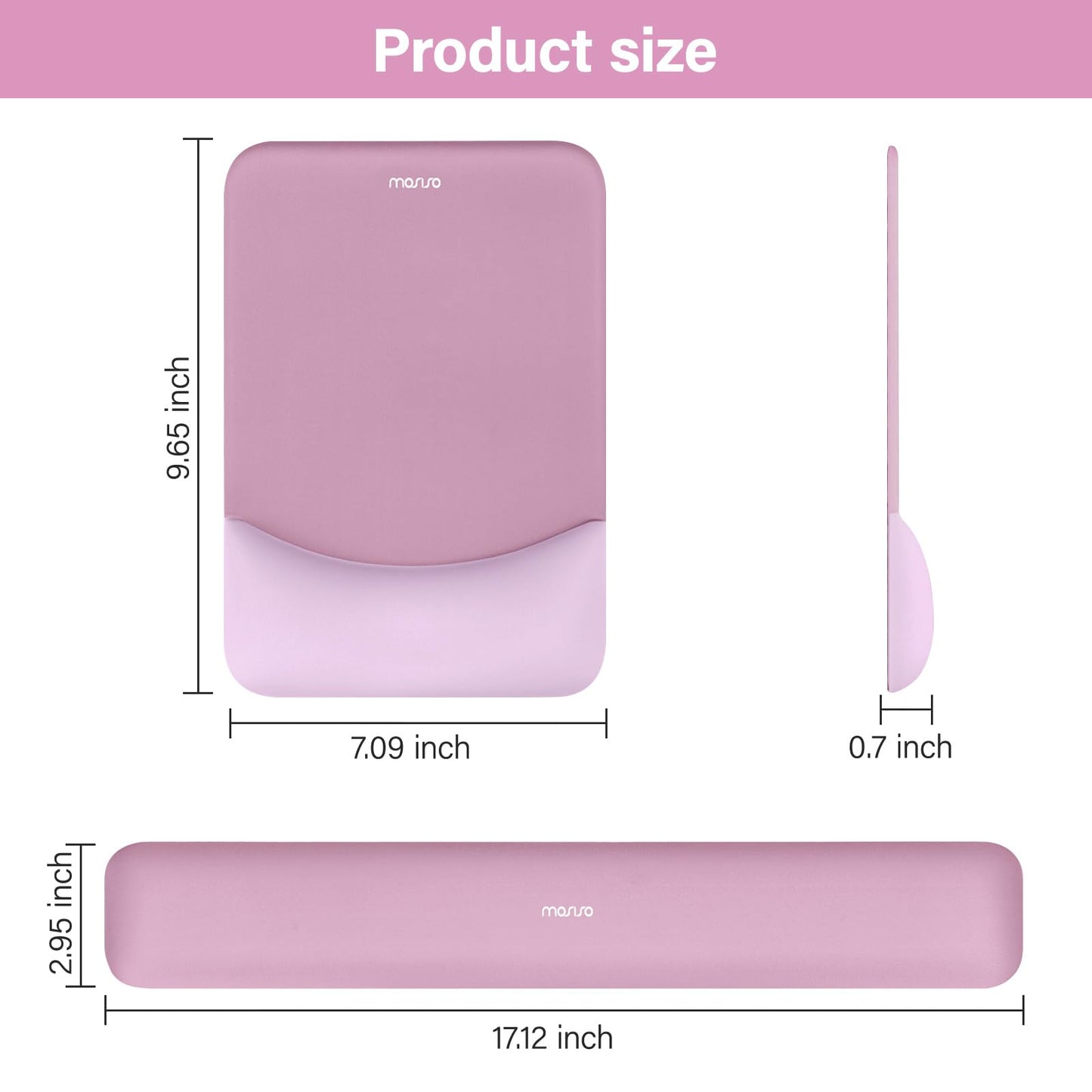 MOSISO Handgelenkstütze für Mauspad&Tastatur Set, Rechteckig Ergonomisch Mauspad Rutschfest Basis Home/Büro Schmerzlinderung&Typing Kissen mit Neopren Cloth&Erhöht Gebogen Memory Schaum,Grün
