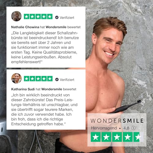 Wondersmile Schallzahnbürste PRO - Testsieger 2023-100 Tage risikofrei testen - Elektrische Zahnbürste mit 4 Putzprogrammen - Ultraschallzahnbürste mit smarten Bürstenkopf (1er Set, Ultimate Black)