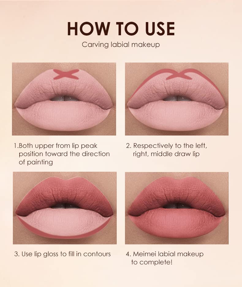 6-Piece Matte Lipstick Lip Liner Set – Long-Lasting Waterproof Non-Fading