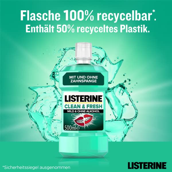 LISTERINE Smart Kidz Mild Berry (500 ml), antibakterielle Kinder Mundspülung ohne Alkohol & ohne Zucker, Mundwasser schützt vor Karies, geeignet für Kinder ab 6 Jahren