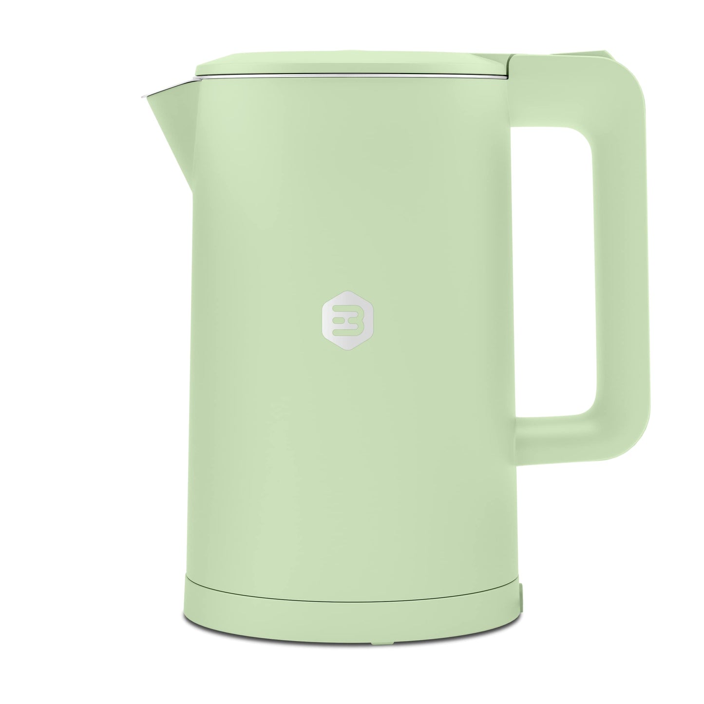 Balter Wasserkocher Edelstahl WK-4, 1,7 Liter, elektrischer Wasserkocher, Doppelwand Design, BPA frei, LED, Teekocher Kompakt, leise (Schwarz)